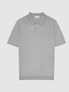 Reiss Pale Sage Green Blair Wool Press Snap Polo Shirt