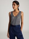 Reiss Blue Alice Metallic Knitted Top