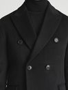 Reiss Black Mirror Double Breasted Overcoat