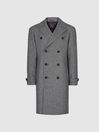 Reiss Black Print General Houndstooth Double Breasted Coat