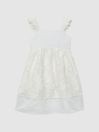 Reiss White Abby Junior Lace Detail Bow Back Dress