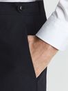 Reiss Navy Melange Shade Linen Blend Trousers