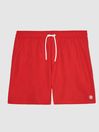 Reiss Bright Red Wave Plain Drawstring Swim Shorts