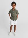 Reiss Sage Holiday Short Sleeve Linen Shirt