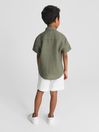 Reiss Sage Holiday Short Sleeve Linen Shirt