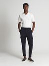 Reiss White Cumbria Texture Open Collar Knitted Polo