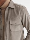Reiss Grey Bonucci Corduroy Twin Pocket Overshirt