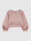 Reiss Pink Molly Junior Cropped Pleated Blouse