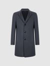 Reiss Airforce Blue Gable Wool Blend Single Breasted Epsom Overcoat