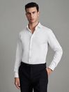 Reiss White Remote Reg Cotton Satin Cutaway Collar Shirt