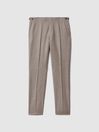 Reiss Mocha Epsom Slim Fit Wool-Silk-Linen Trousers