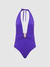 Reiss Purple Isabel Plunge Neck Swimsuit