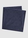 Reiss Airforce Blue Pelagie Cotton Reversible Pocket Square