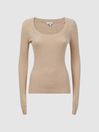 Reiss Neutral Sian Knitted Fitted Top