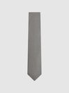 Reiss Steel Grey Sicily Silk Blend Geometric Tie