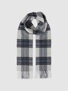Reiss Blue Multi Novelli Wool-Cashmere Check Scarf