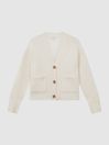 Reiss Ivory Juni Relaxed Wool-Cashmere Cardigan