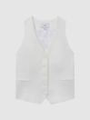 Reiss White Sienna Crepe Adjustable Suit Waistcoat