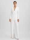 Reiss White Sienna Petite Double Breasted Crepe Suit Blazer
