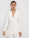 Reiss White Sienna Petite Double Breasted Crepe Suit Blazer