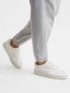 Reiss White Frankie Leather Lace-Up Trainers