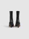 Reiss Black Mina Leather Kitten Heel Chelsea Boots
