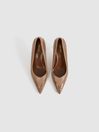 Reiss Taupe Gwyneth Leather Contrast Court Shoes