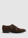 Reiss Brown Amalfi Suede Double Monk Strap Shoes