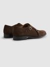 Reiss Brown Amalfi Suede Double Monk Strap Shoes