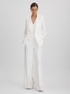Reiss White Sienna Crepe Wide Leg Suit Trousers