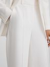Reiss White Sienna Crepe Wide Leg Suit Trousers
