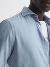 Reiss Soft Blue Vincy Corduroy Cutaway Collar Shirt