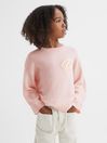 Reiss Pink Afi Teen Wool Blend Motif Jumper