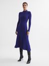 Reiss Blue Chrissy Knitted Bodycon Midi Dress