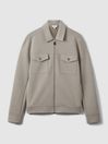 Reiss Taupe Medina Interlock Jersey Zip-Through Jacket