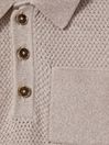 Reiss Oatmeal Melange Demetri Textured Cotton Polo Shirt