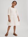 Reiss Ivory Tash Senior Tiered Linen Blend Puff Sleeve Dress