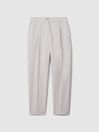 Reiss Light Grey Farrah Tapered Suit Trousers with TENCEL™ Fibers
