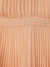 Reiss Apricot Verity Senior Pleated Cape Sleeve Dress