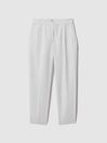 Reiss White Farrah Tapered Suit Trousers with TENCEL™ Fibers