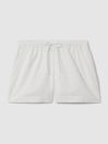 Reiss White Nia Cotton Embroidered Drawstring Shorts
