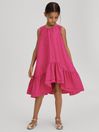 Reiss Bright Pink Cherie Senior Layered High-Low Dress
