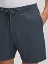Reiss Airforce Blue Newmark Textured Drawstring Shorts