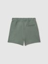 Reiss Dark Sage Ridley Cotton Motif Sweat Shorts