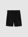 Reiss Black Milos Elasticated Plisse Shorts
