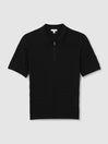 Reiss Black Rizzo Half-Zip Knitted Polo Shirt