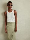 Reiss White Lucy Linen Waterfall Vest