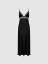 Reiss Black Maison Essentiele Silk Lace Midi Dress