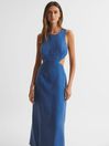 Reiss Sapphire Blue Miramar Bondi Born Linen Maxi Dress