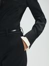 Reiss Black Felicity Atelier Fitted Silk Double Cuff Shirt
